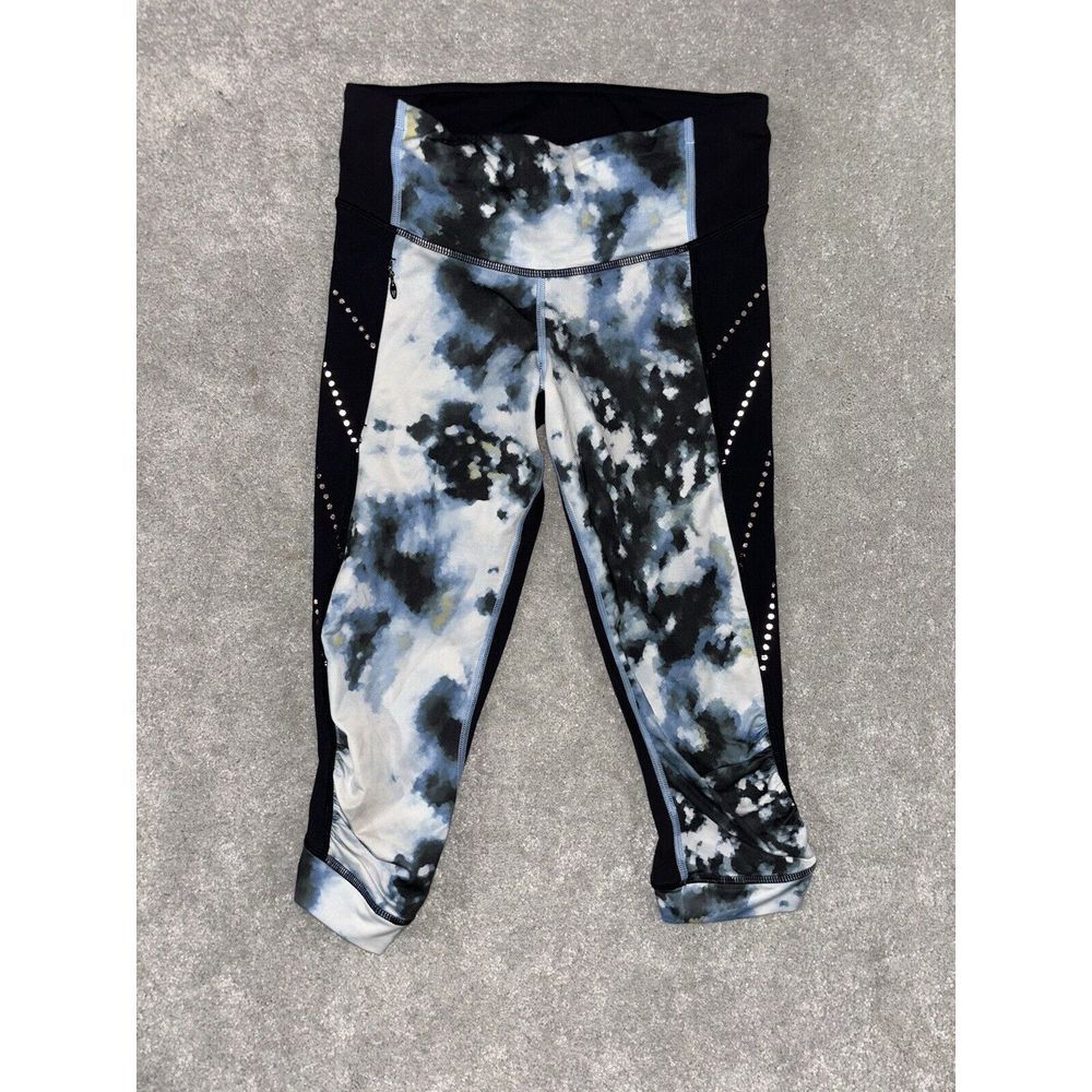Lululemon Stop At Nothing Crop Black / Mini Blooming Pixie Aquamarine Multi 4